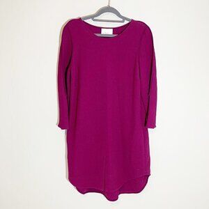 3.1 Phillip Lim Magenta Virgin Wool Silk Trim High-Low Shift Dress Size 2 Purple